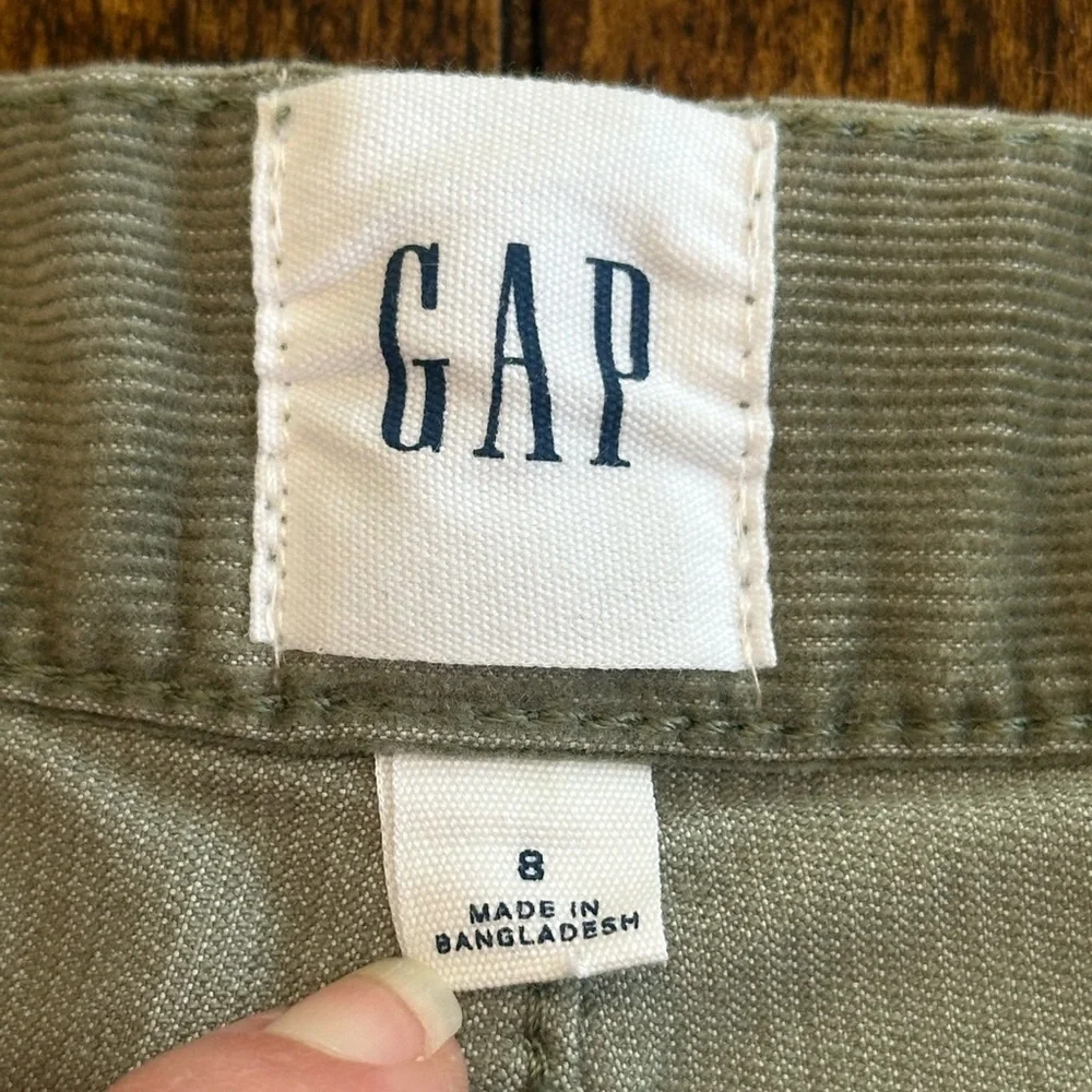 GAP | Sage Green Corduroy Cut-Off Shorts with Frayed Hem, Size 8 - Picture 3 of 7